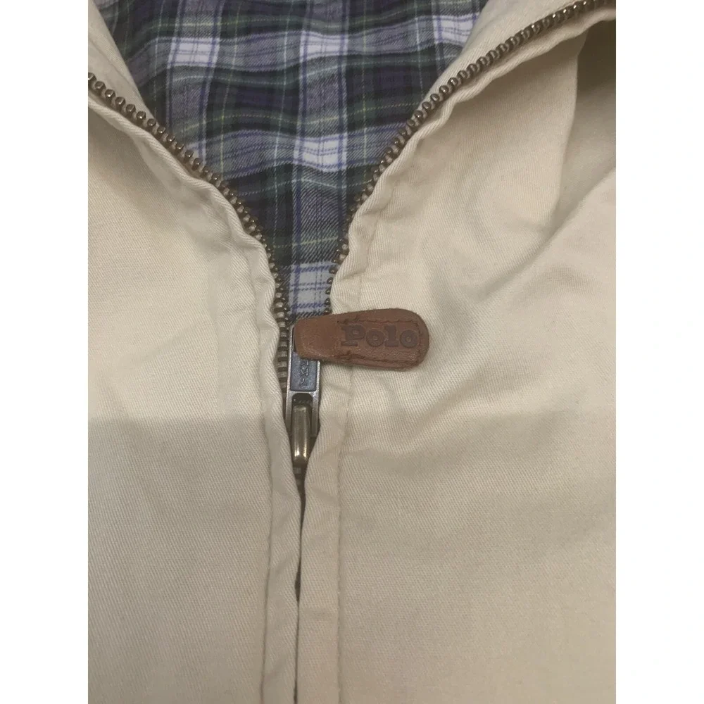 Polo Ralph Lauren Golf Plaid Lined Zip Up Jacket Men's Large Beige 2XL
